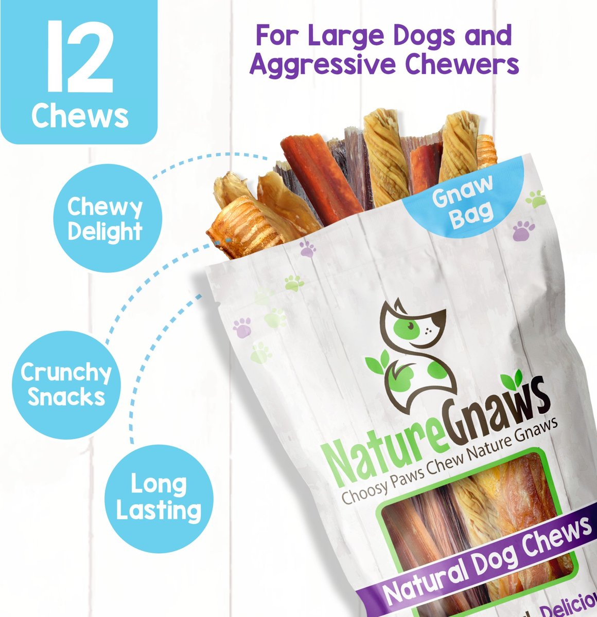 Nature Gnaws Large Breed Natural Chew Variety Pack Dog Treats