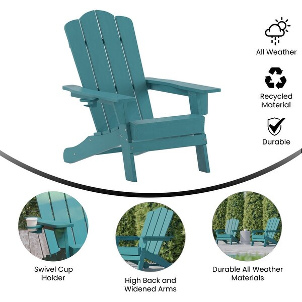 Set of 2 Commercial AllWeather Adirondack Chairs with Cupholders