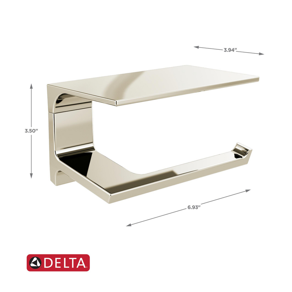 Delta Pivotal Tissue Holder with Shelf， Polished Nickel