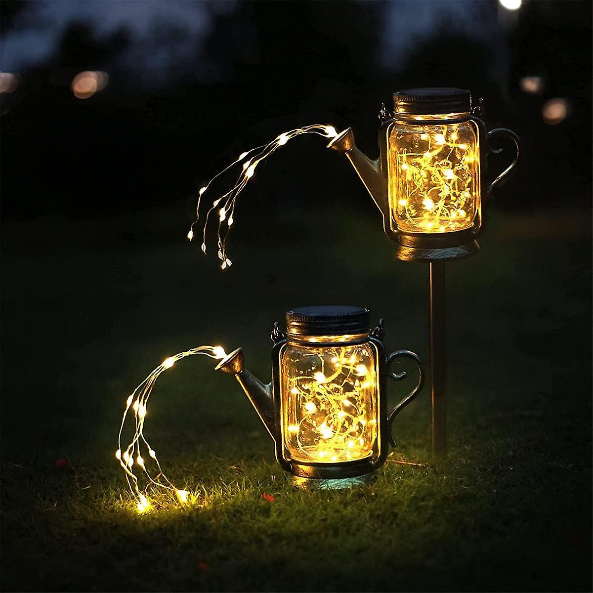 Set Of 2 Solar-powered Mason Jar Hanging Lights With Led String Lights For Patio， Yard， Driveway， Party Decorations， Etc.