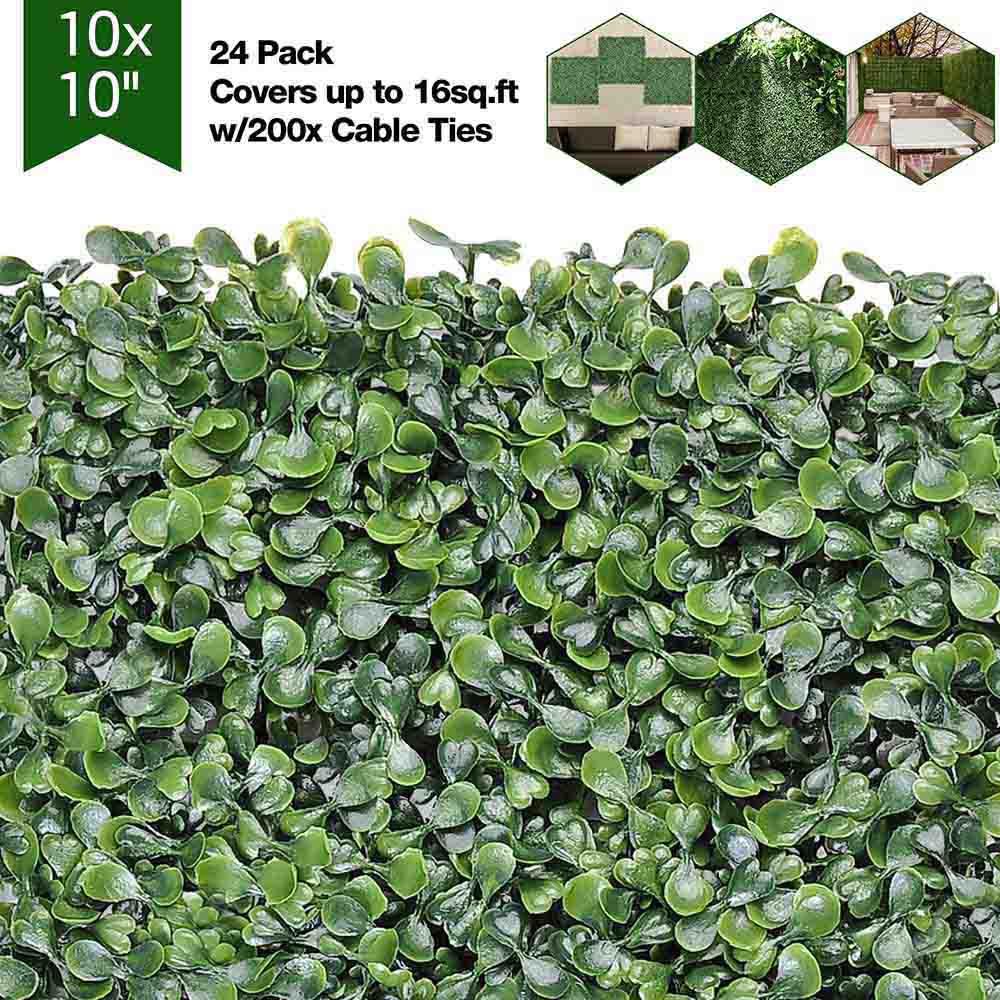 Yescom Artificial Boxwood Hedge Privacy Fencing 24-Pack 10in x 10in