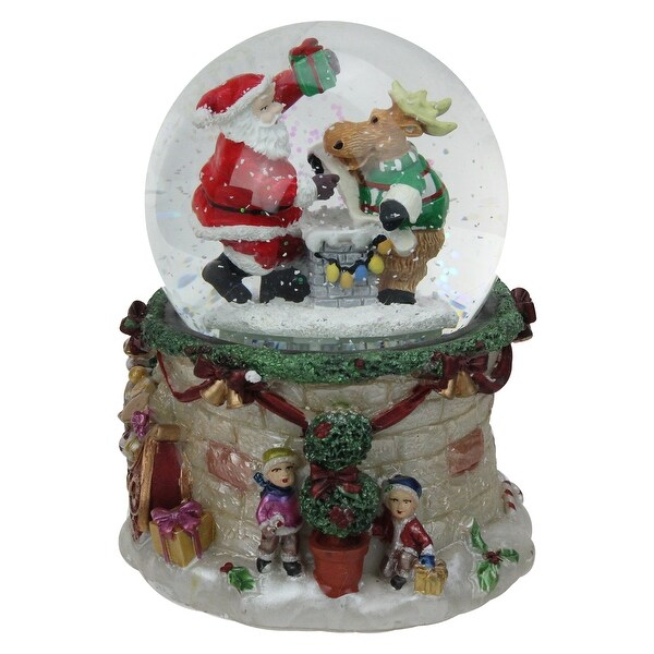 LED Lighted Santa and Reindeer Musical Christmas Snow Globe