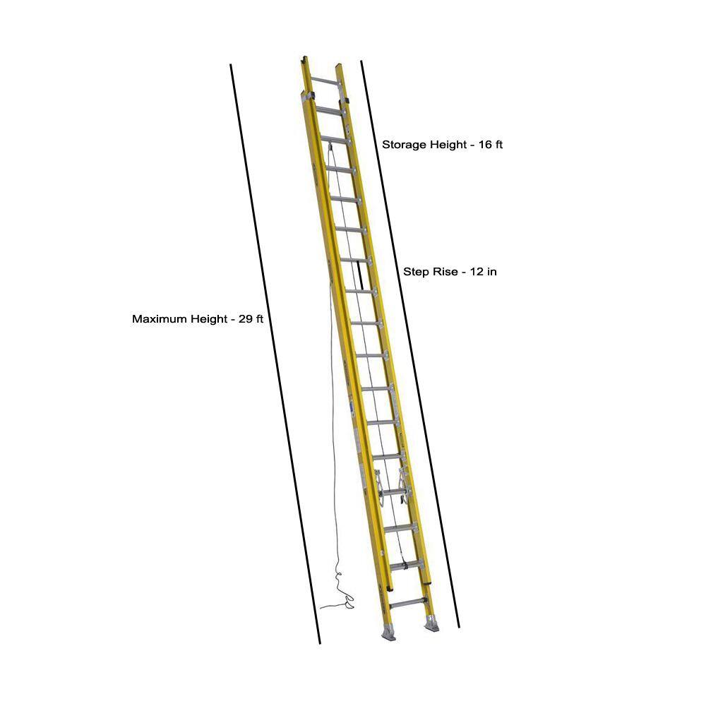 Werner 32 ft. Fiberglass D-Rung Extension Ladder with 375 lb. Load Capacity Type IAA Duty Rating D7132-2