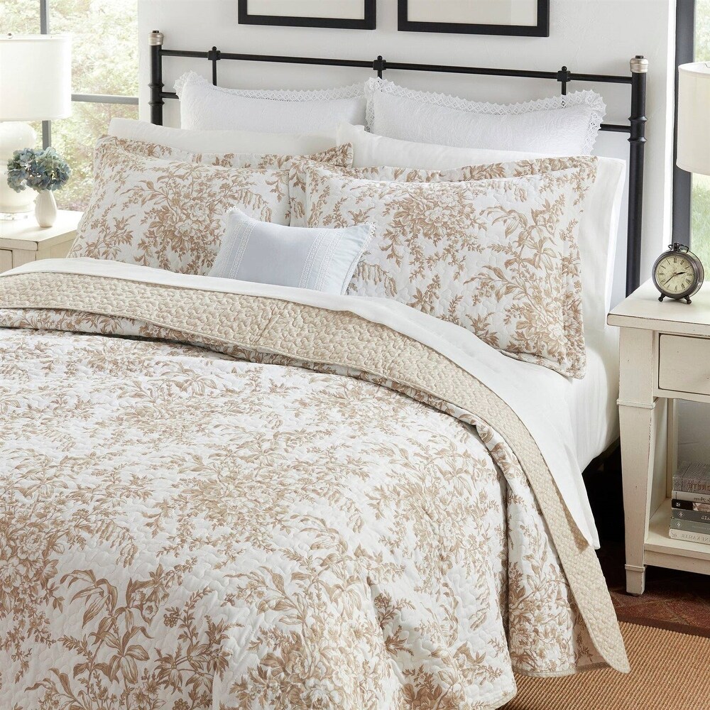 Full/Queen/King 3 Piece Bed in a Bag Bohemian Floral Cotton Quilt Set