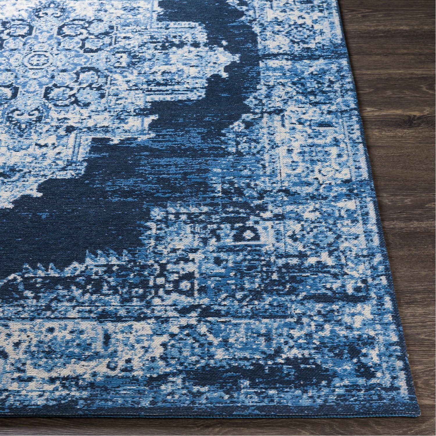 Amsterdam Hand Woven Rug in Navy, Sky Blue, Camel, Beige, Medium Gray