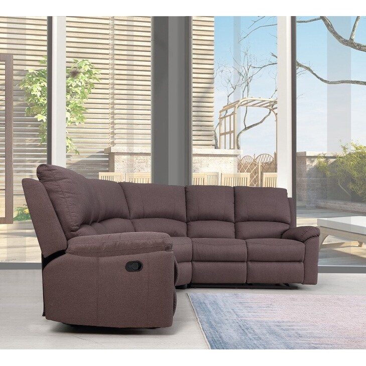 HomeRoots Brown Polyester Blend Reclining U Shaped Three Piece Corner Sectional   39\