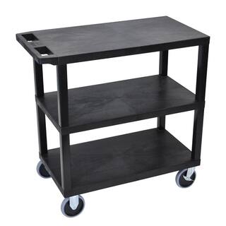 Luxor EC 35.25 in. W x 18 in. D x 35.5 in. H Utility Cart with 3-Flat Shelves and 5 in. Casters in Black EC222HD-B