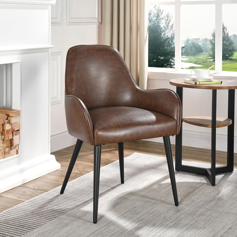 Leather Dining Chair with Arms