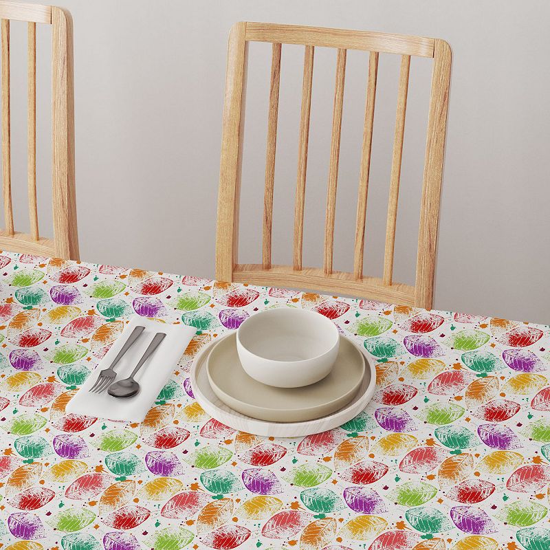 Rectangular Tablecloth， 100% Cotton， 52x104， Bold Autumn Leaves and Paint Splatter