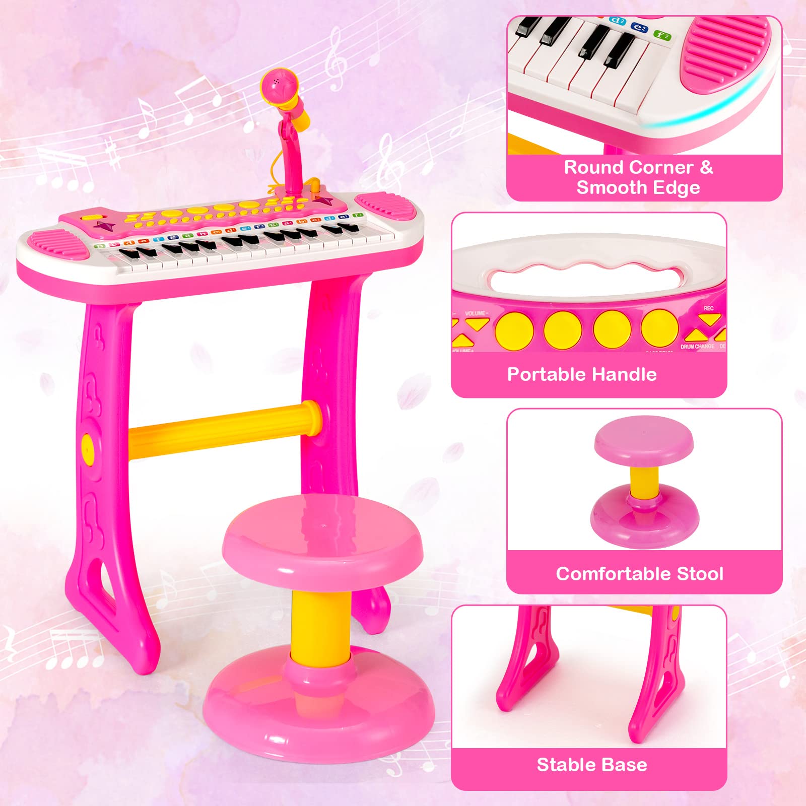 Costzon 31-Key Kids Piano Keyboard Toy, Toddler Electronic Musical Instrument Educational Toy