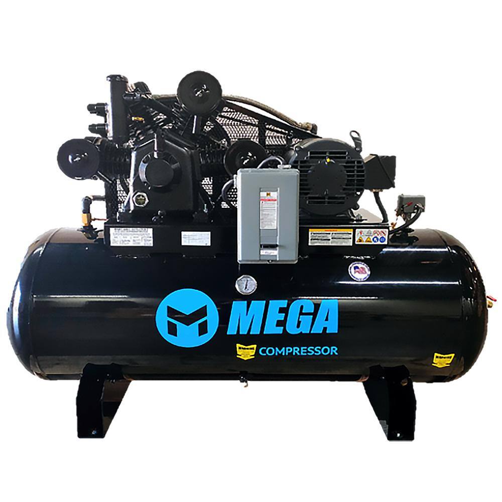 Mega Compressor 120 Gal. 15 HP 175 PSI Electric Horizontal Air Compressor MP-15120H3-U