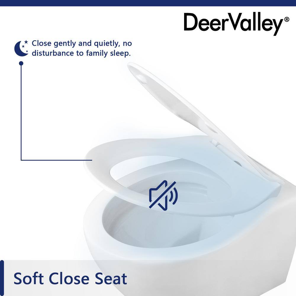 DEERVALLEY Liberty Wall-Mounted 1-Piece 0.81.6 GPF Dual Flush Elongated Toilet in White DV-1F0069