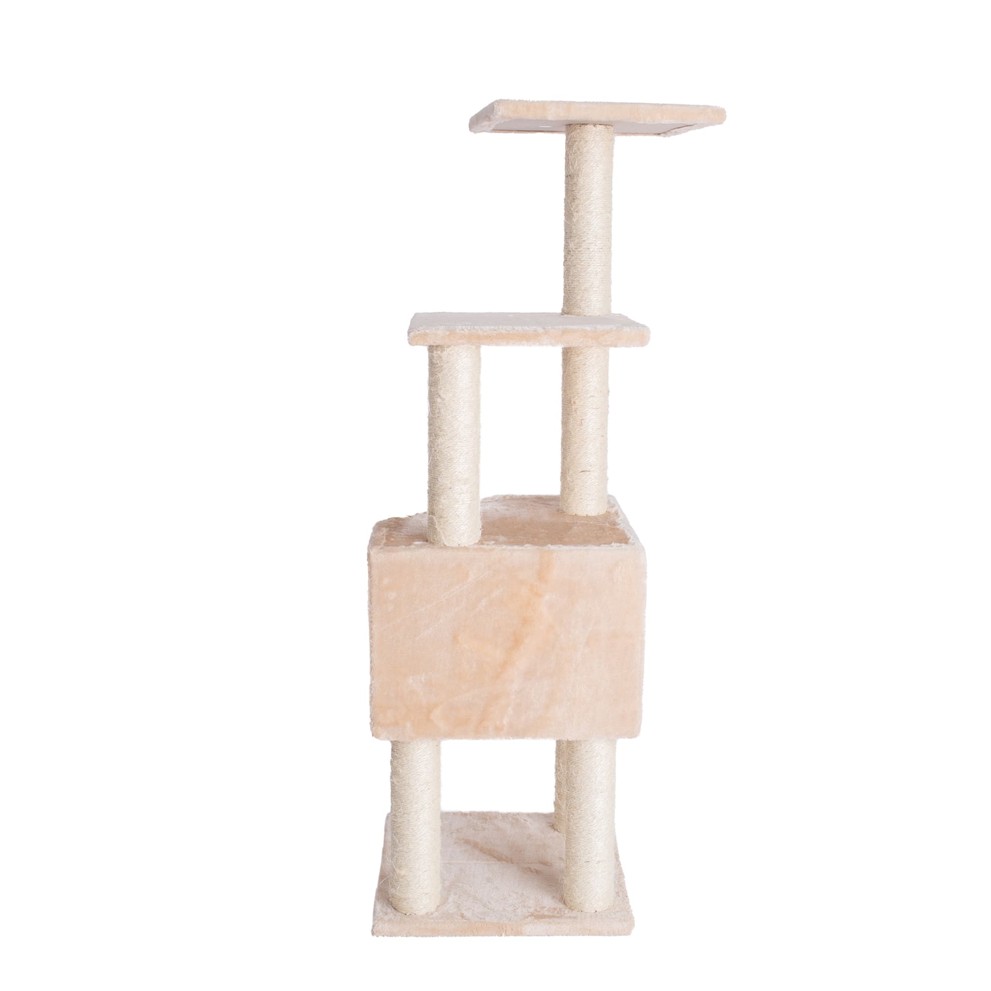 GLEEPET Beige GP78480321 Real Wood Cat Tree with Perch And Playhouse， 48