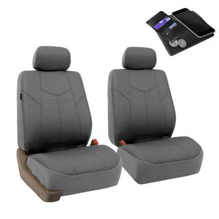 FH Group PU Leather 47 in. x 23 in. x 1 in. Rome Half Set Front Seat Covers DMPU009GRAY102