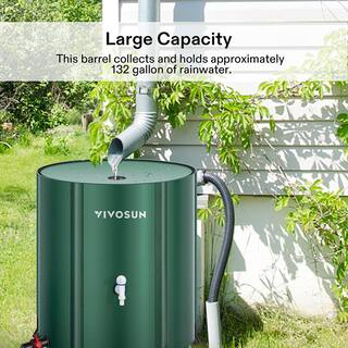 VIVOSUN 132 Gal. Collapsible Rain Barrel with wo Spigots and Overflow Kit in Green wal-RB-0003