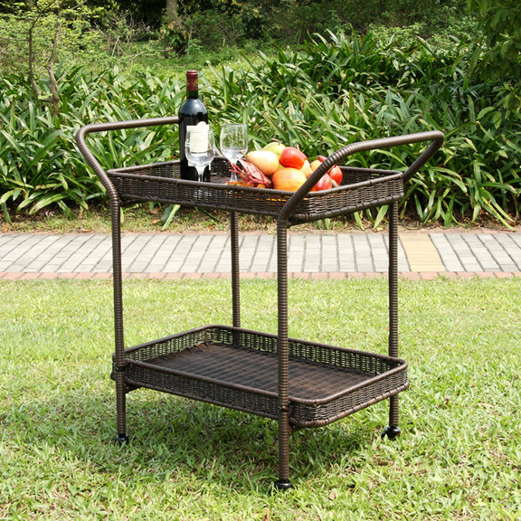 Jeco Espresso Wicker Serving Cart