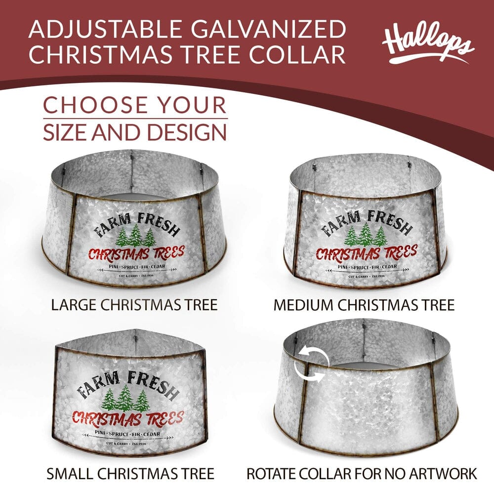 Galvanized Tree Collar - Large To Small Christmas Tree. Adjustable Metal Skirt