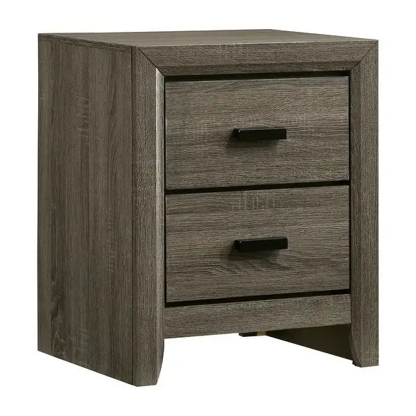 Furniture of America Vilk Rustic Grey Solid Wood 2-drawer Nightstand