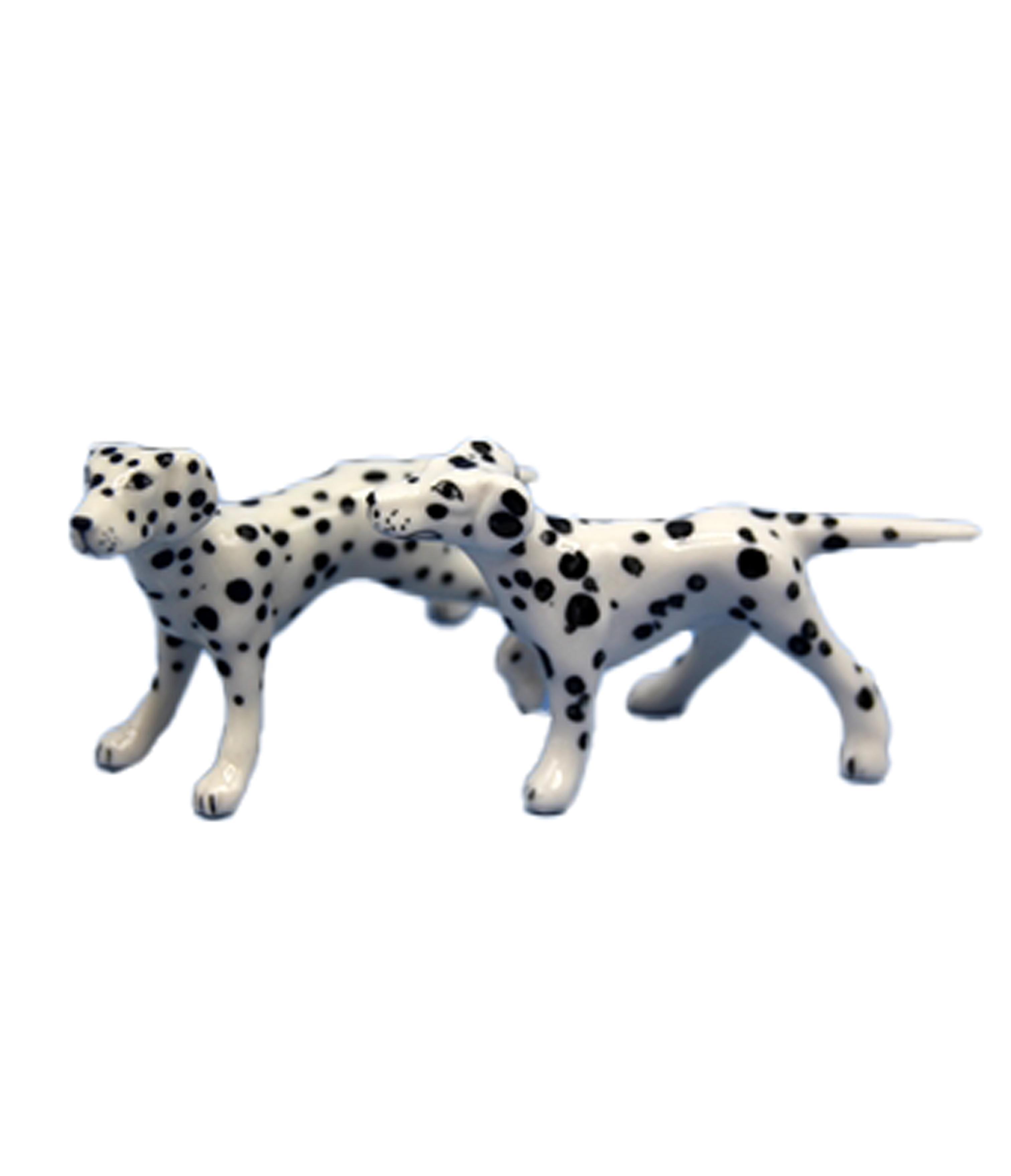 Dolls House Pair Of Dalmatians Standing Leg Up Pet Dogs Miniature Accessory 1:12