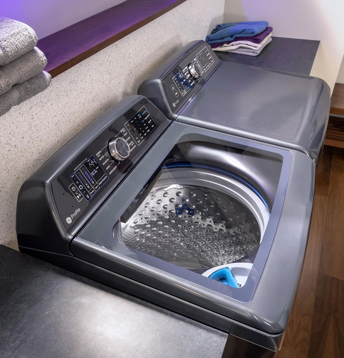 GE Profile 5.4 Cu. Ft. Diamond Gray Washer With Smarter Wash Technology And FlexDispense