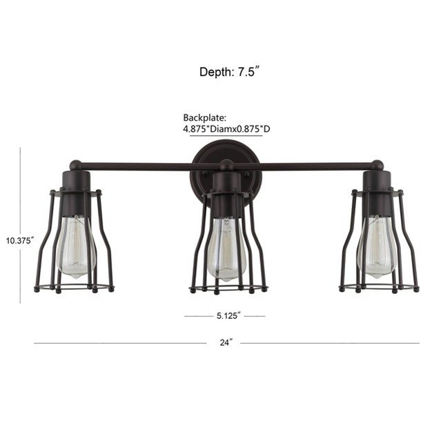 Evelyn Industrial Vanity Wall Light Black Jonathan Y Reversible Edison Bulb Included Hardwired Installation