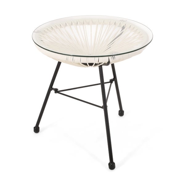 Modern Unique Design Rattan End Table with Metal Frame