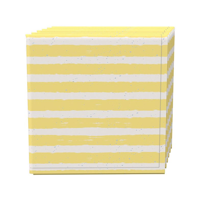 Napkin Set， 100% Polyester， Set of 4， 18x18， Lemonade Stripe