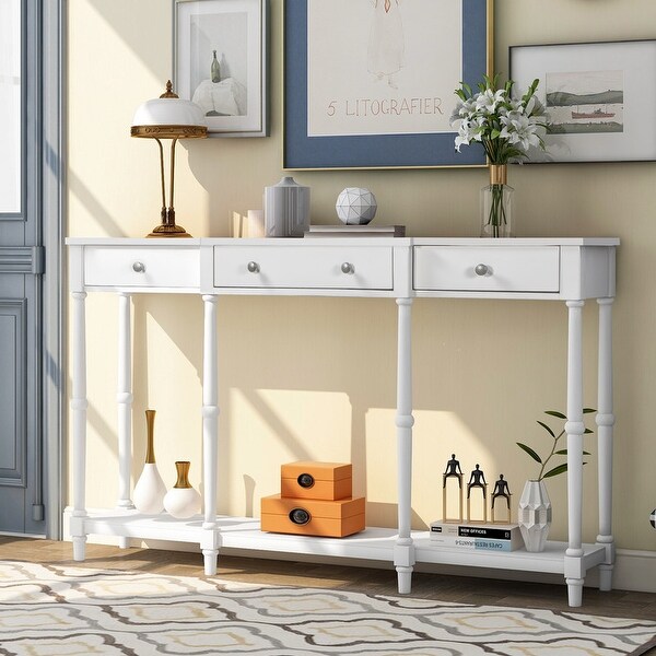 Console Table，Classic Entryway Table with Storage Shelf and Drawer