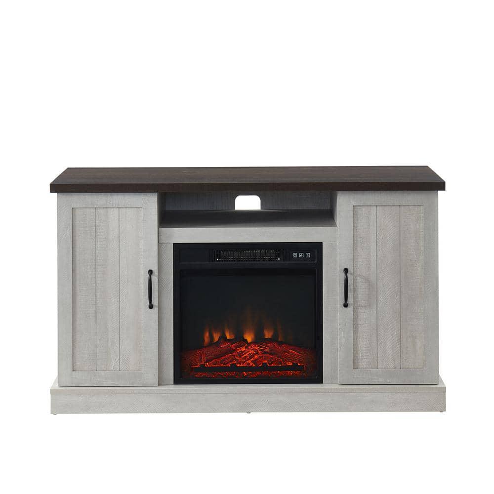 EDYO LIVING 48 in Freestanding Wooden Electric Fireplace TV Stand in Stone Gray