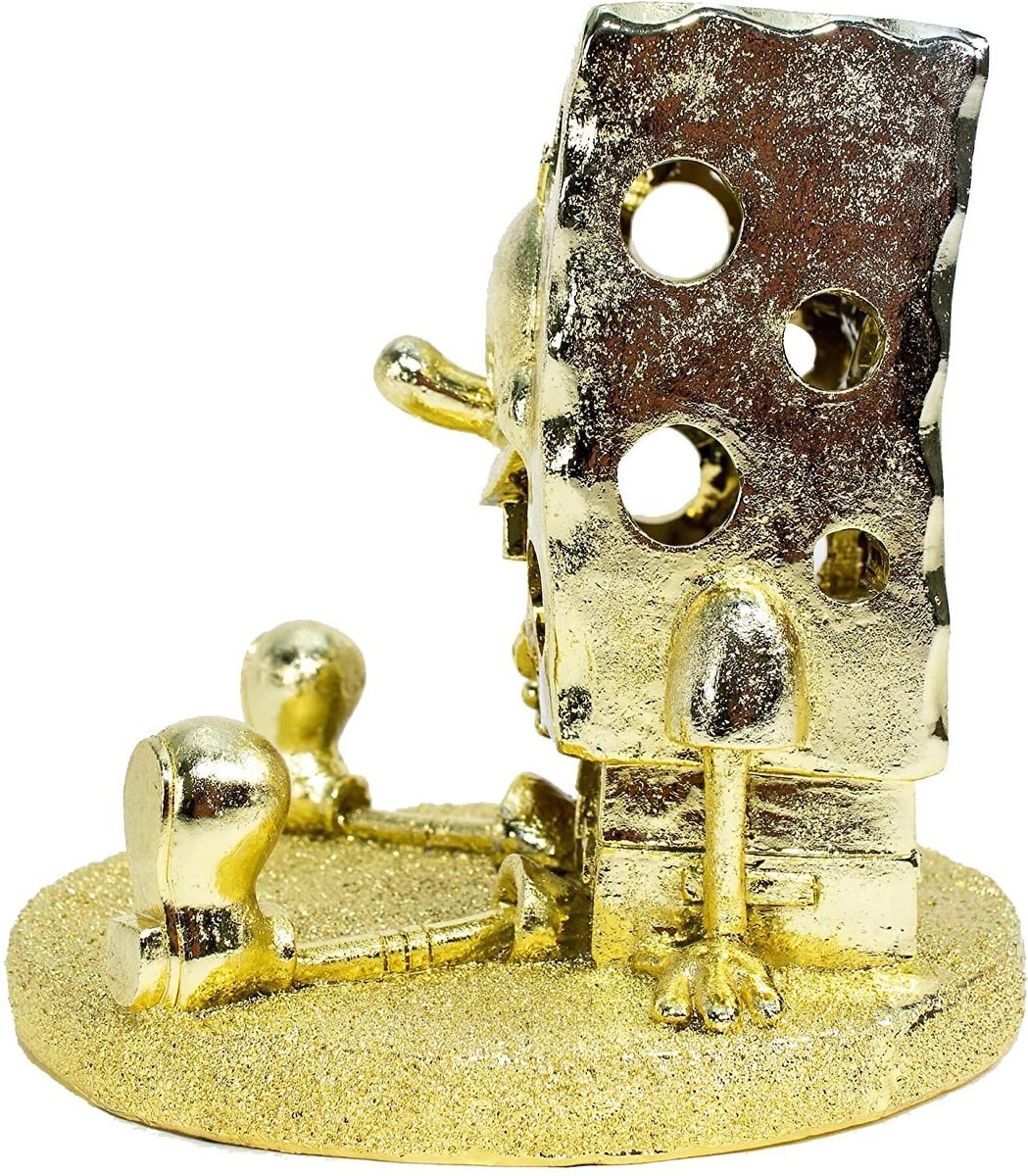 Penn-Plax SpongeBob with Swim Through Golden Edition Aquarium Ornament