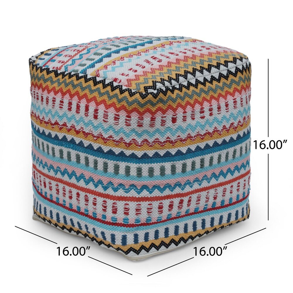 Hamler Boho Handcrafted Peruvian Print Cube Pouf by Christopher Knight Home