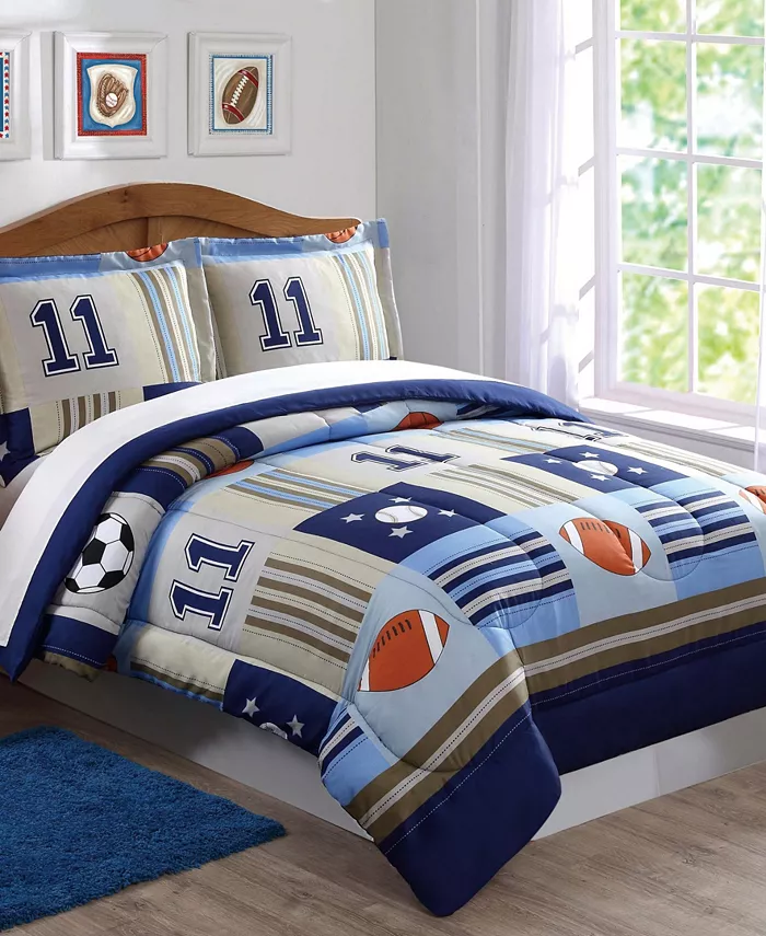 My World Denim and Khaki Sports Twin Comforter Set