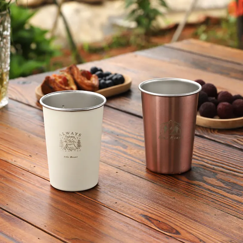 Factory outlet Stainless steel 350ml/40ml water cup High temperature resistance Customizable logo Camping coffee cups