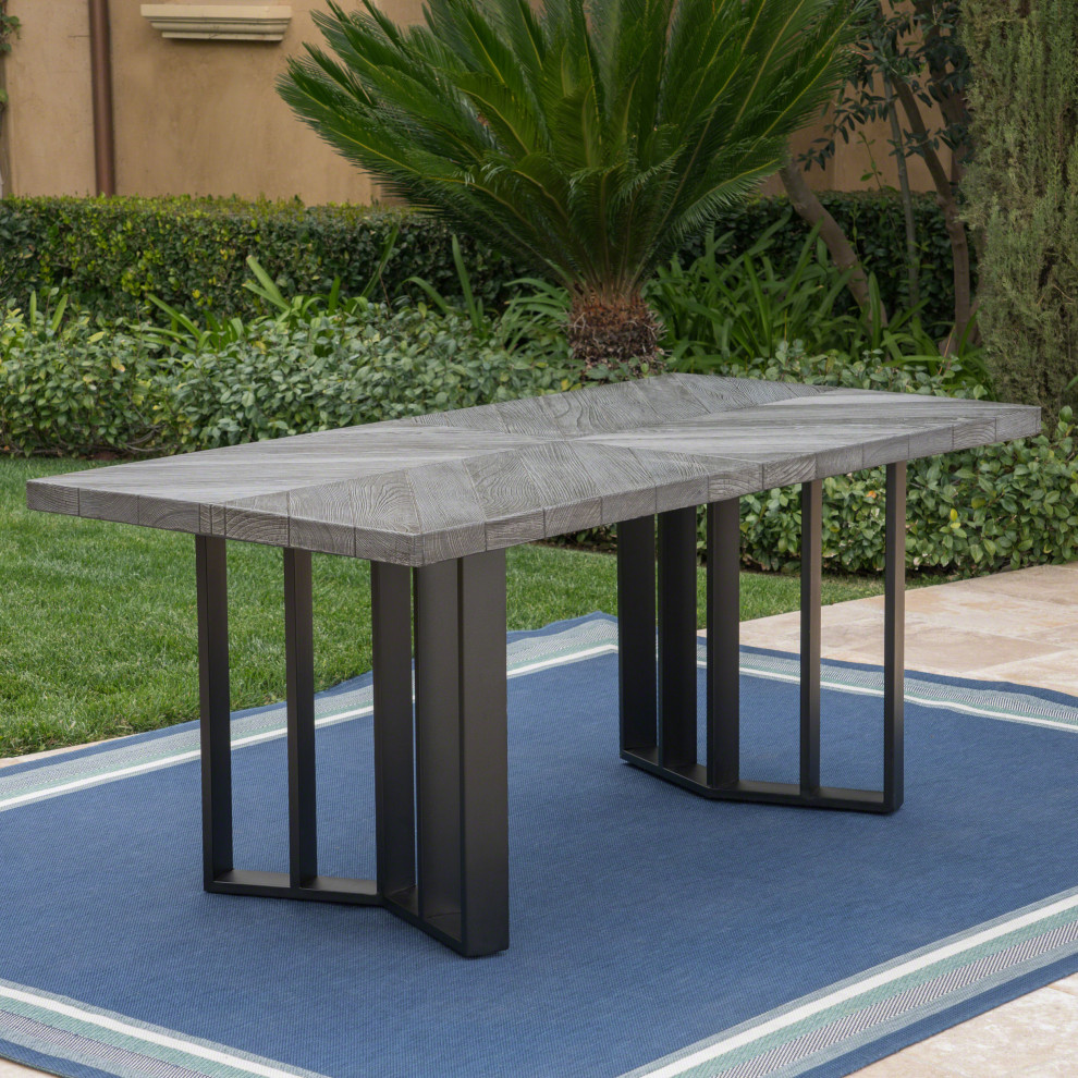 GDF Studio Santa Rosa Outdoor Finish Light Weight Concrete Dining Table   Industrial   Outdoor Dining Tables   by GDFStudio  Houzz