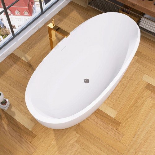 59 Acrylic Freestanding Bathtub Gloss White Moder...