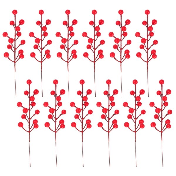 Artificial Red Berry Stems，Holly Berries Branches Berry Picks Style 1