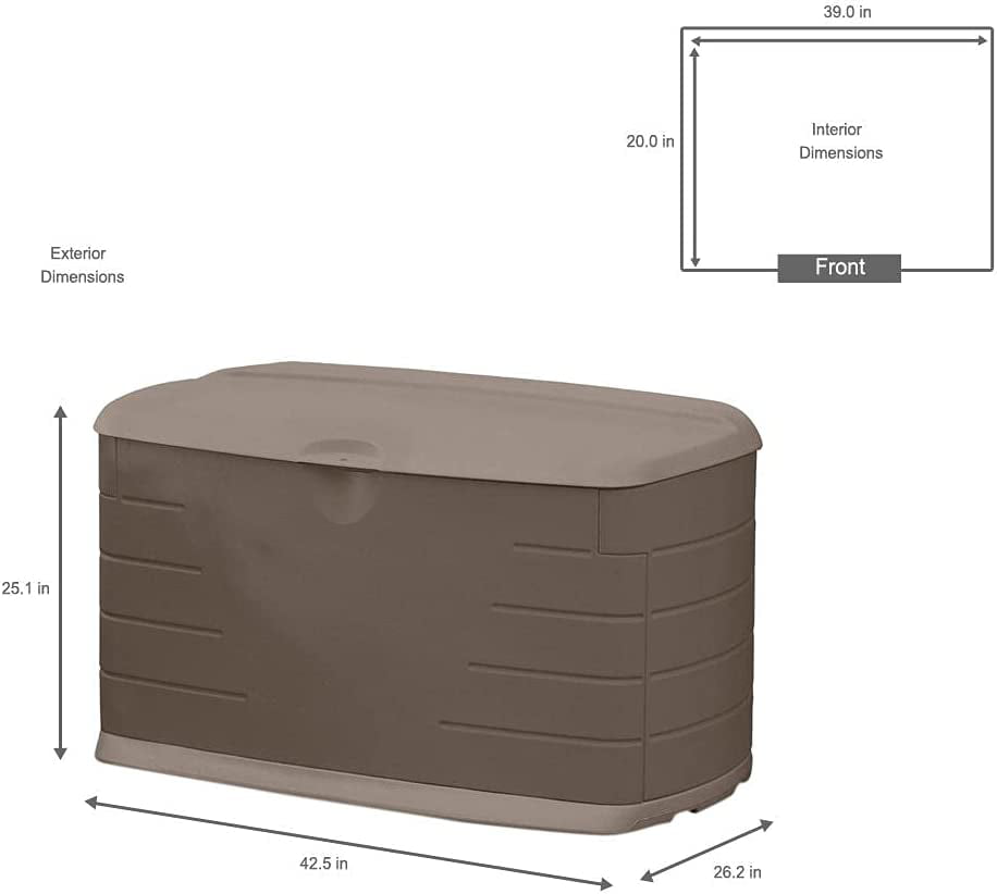 Medium Resin Weather Resistant Outdoor Storage Deck Box, 72.6 Gal., Putty/Canteen Brown, for Garden/Backyard/Home/Pool