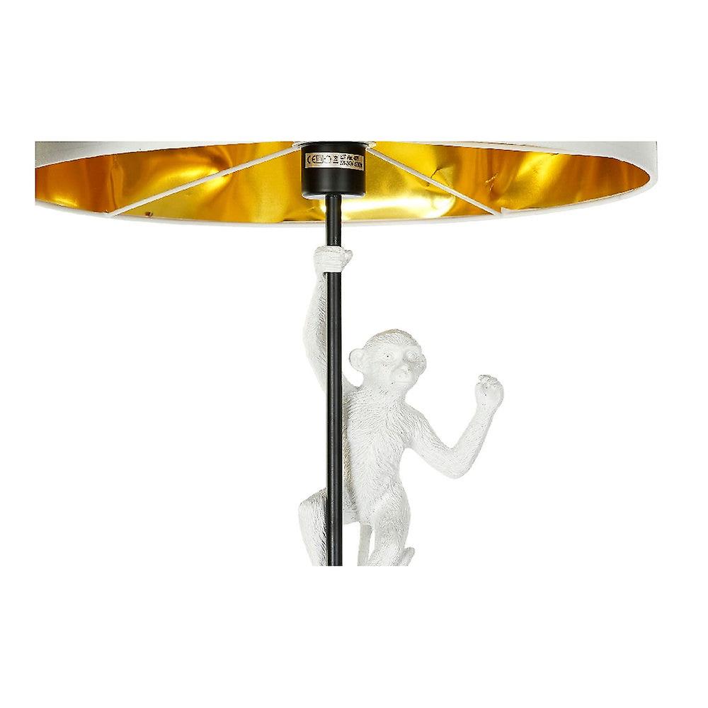 Floor lamp dkd home decor white black polyester metal resin golden monkey (2 pcs) (44 x 44 x 166 cm)