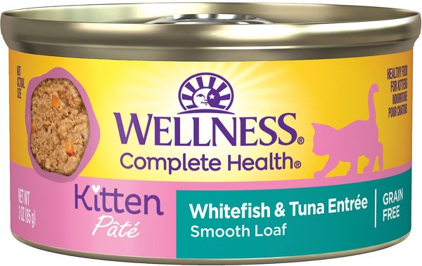 Wellness Complete Health Kitten Whitefish and Tuna Formula Grain-Free Canned Cat Food， case of 24