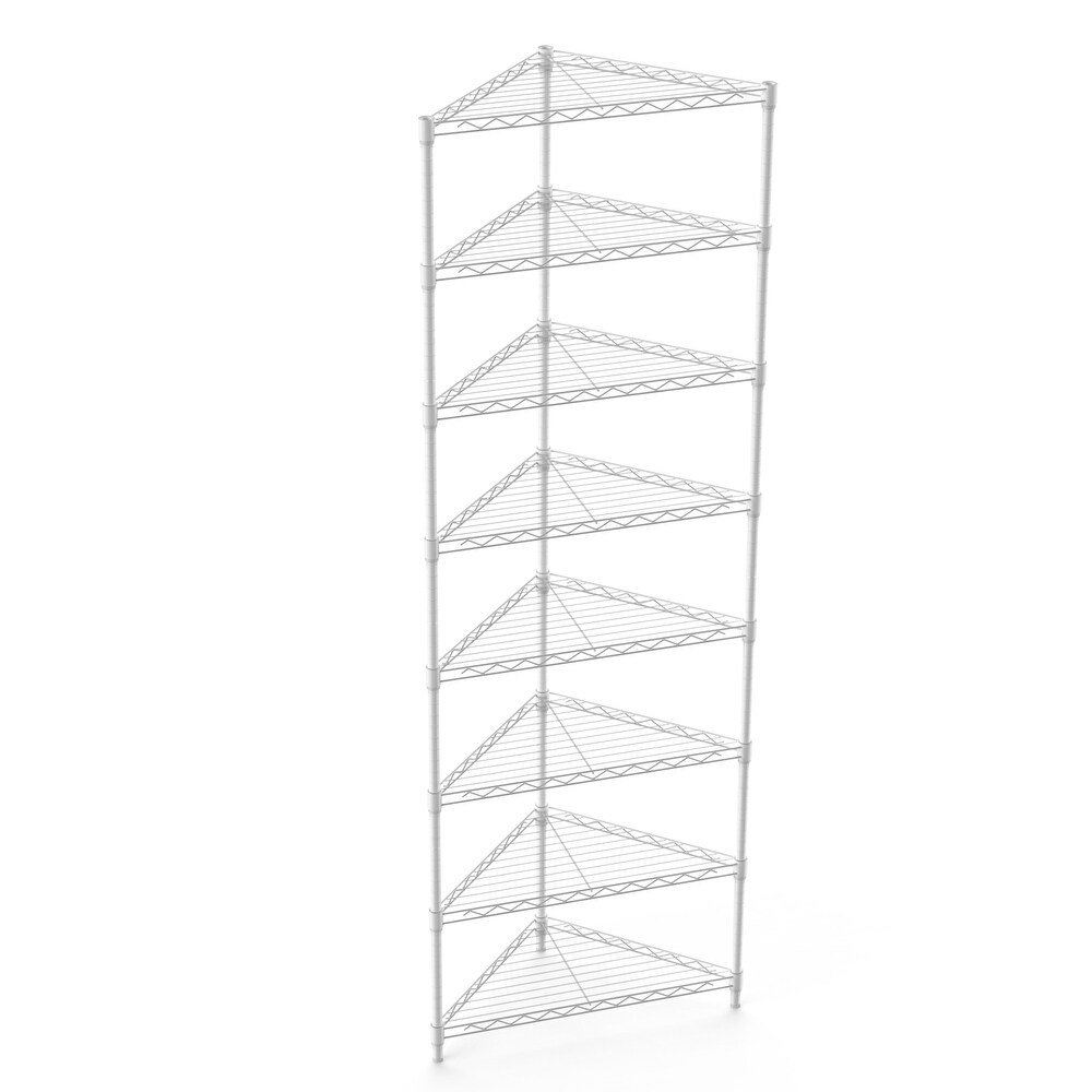 8 Tier Triangles Corners Wire Shelving Unit  NSF Height Adjustable Metal Storage Shelves  Heavy Duty Storage Wire Rack Shelves