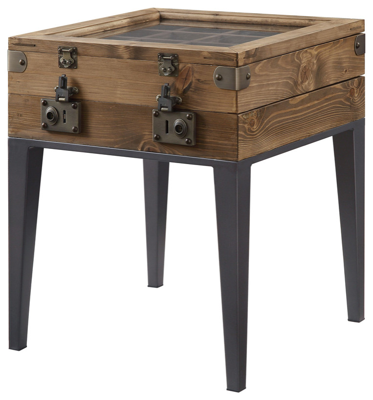 Acme Kolin Accent Table Rustic Oak and Matte Gray   Industrial   Coffee And Accent Tables   by AMOC  Houzz