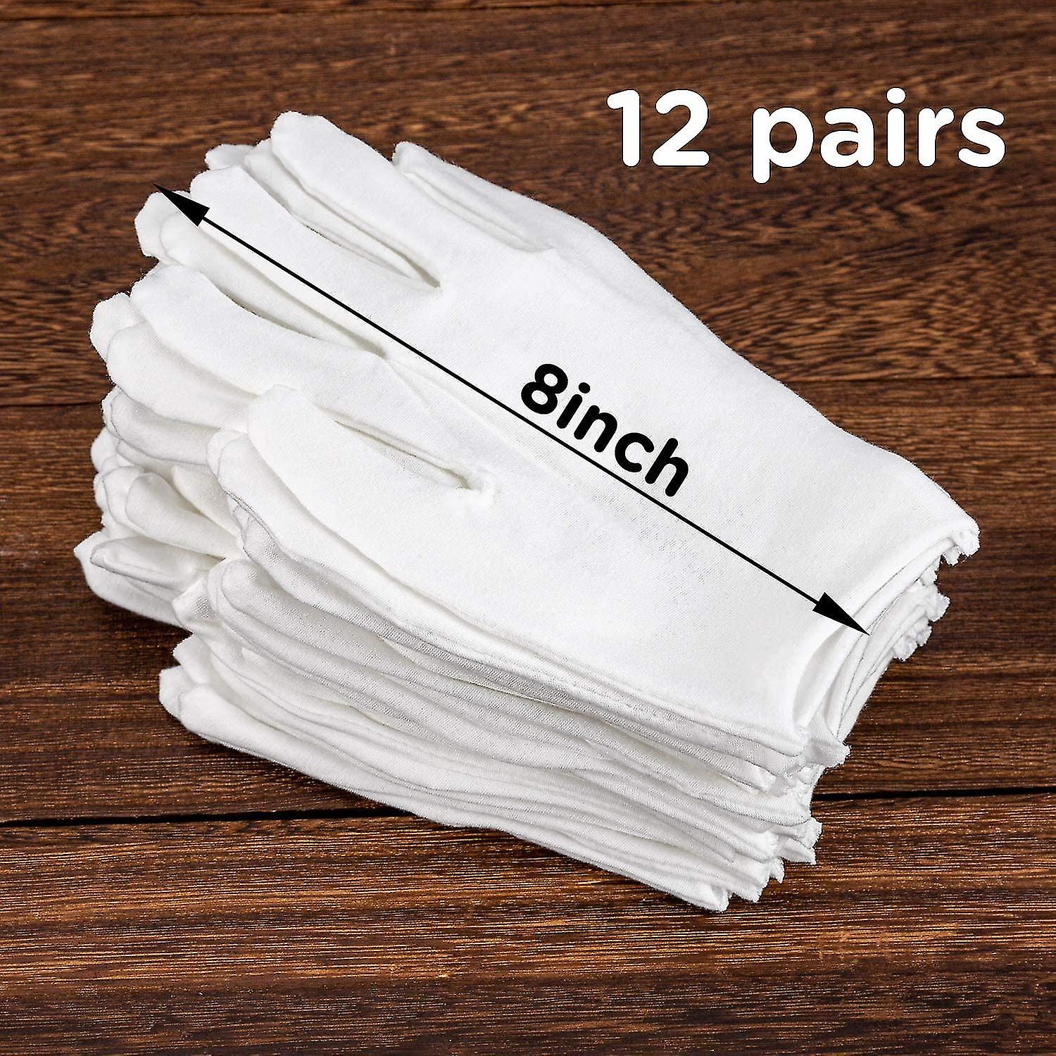 12 Pairs White Cotton Gloves Women Men Cloth Gloves For Heilwiy Eczema， Dry Hands