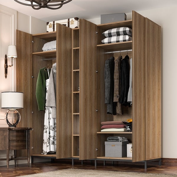 Spacious 5 Door Oak Wardrobe with Mirror 82.7