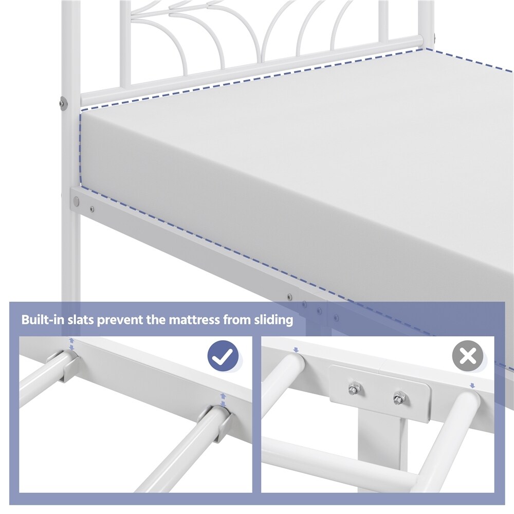 Yaheetech Modern Twin Size Metal Bed Frame with Sparkling Star Inspired Design Headboard and Footboard