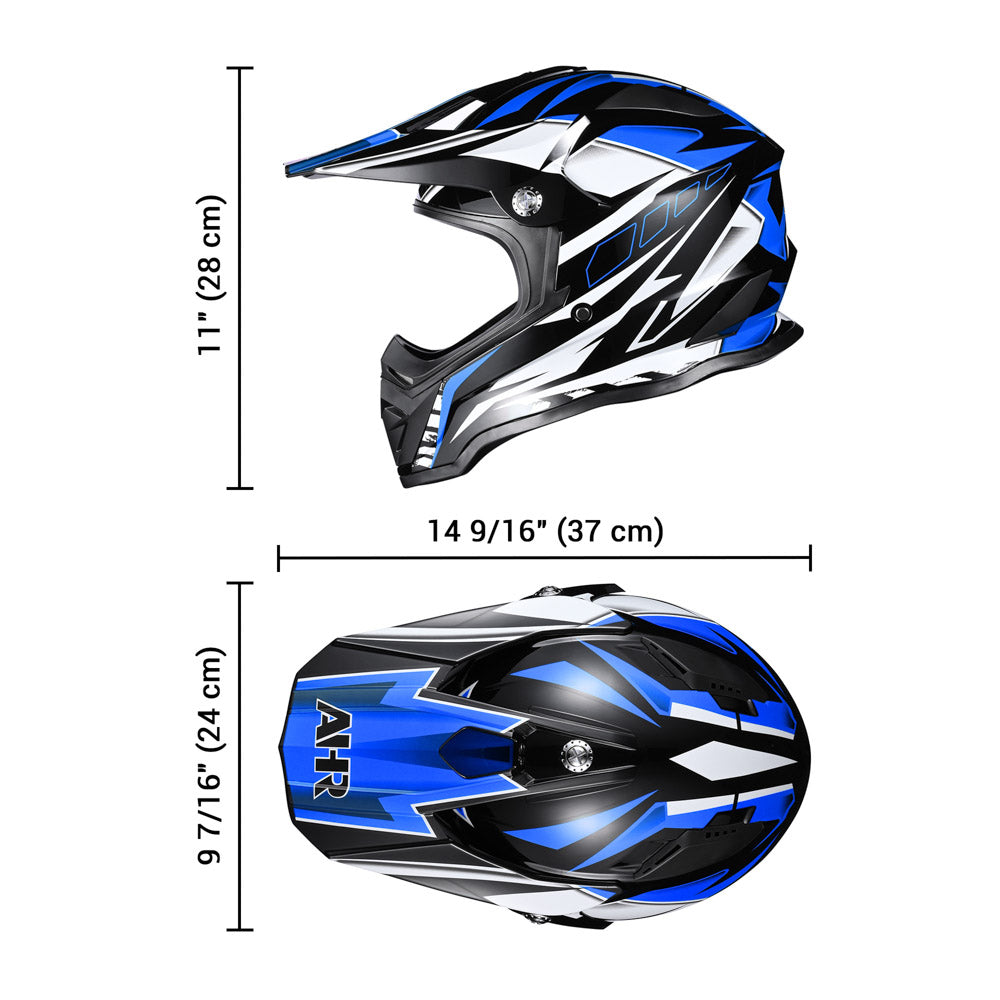 AHR DOT Dirt Bike Motocross Helmet Black Blue