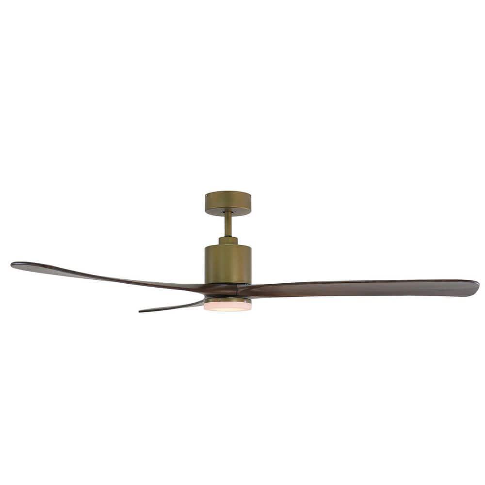 FORNO VOCE Curva 72 in Antique Gold Body and Black Walnut Wood Blade Voice Activated Smart Ceiling Fan