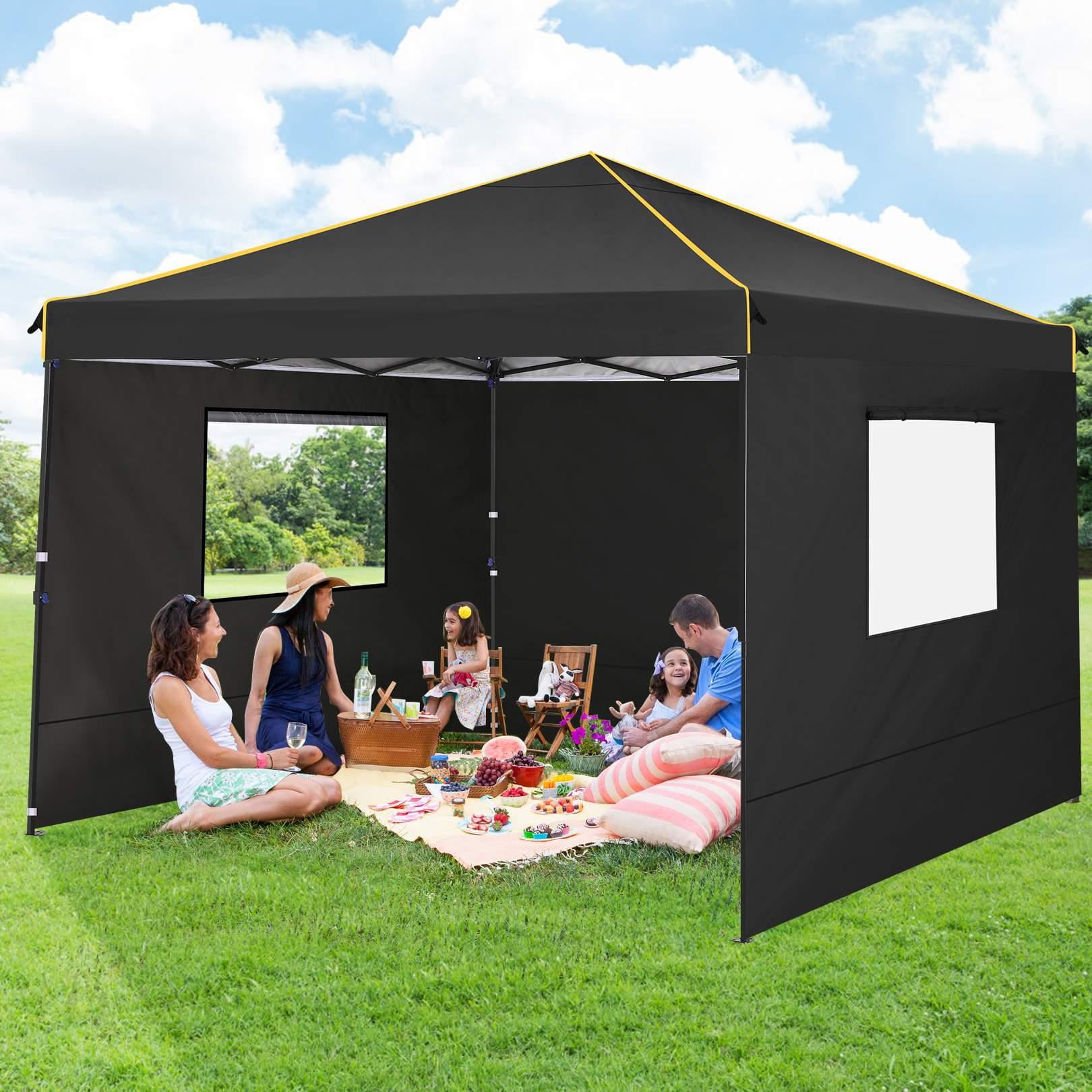 Likein 10x10 ft Pop Up Canopy Tent with 4 Removable Sidewalls, Commercial Instant Gazebo Tent, Outdoor Canopy Tents for Party/Exhibition/Picnic with Carry Bag, Clearance - Black