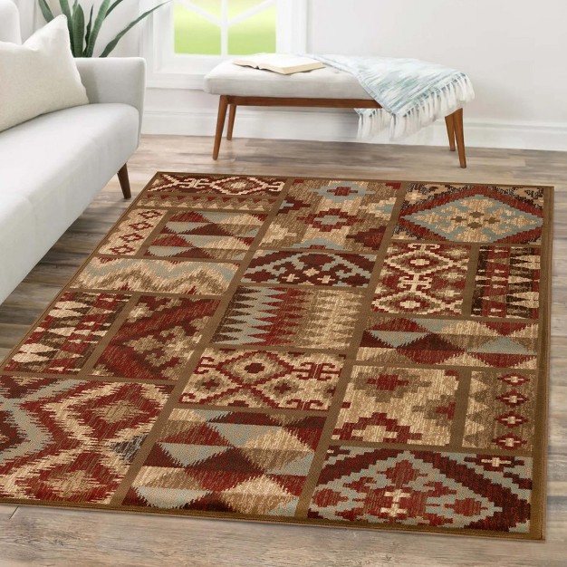 Farmhouse Color Block Rustic Power loomed Living Room Bedroom Entryway Indoor Area Rug Or Runner By Blue Nile Mills