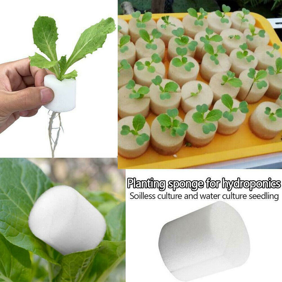 Sufanic 50Pcs Plant Net Cup+Sponge，Vegetable Soilless Cultivation Equipment Hydroponic Planting Basket