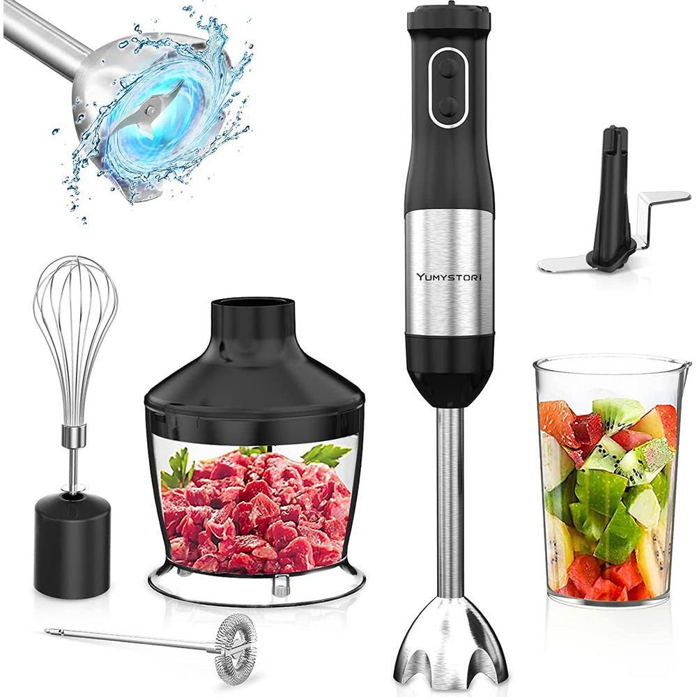 Edendirect 20-Speed Black 7 in 1 Immersion Blender with Ice Crusher Bracket Whisk Milk Frother 500 ml Chopper and 600 ml Beaker GDLBYHBXY2180